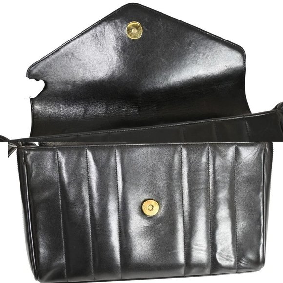 Auth CHANEL CC Logo madomoazeru Shoulder Bag Leather Black GHW Vintage - Picture 7 of 16